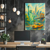 New York City Architectural Skyline Poster Modern Wall Art