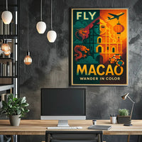 Fly Macao Travel with Vibrant Cultural Adventure Travel Poster PosterGoat