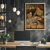 Carry On! Buy War Bonds Poster PosterGoat