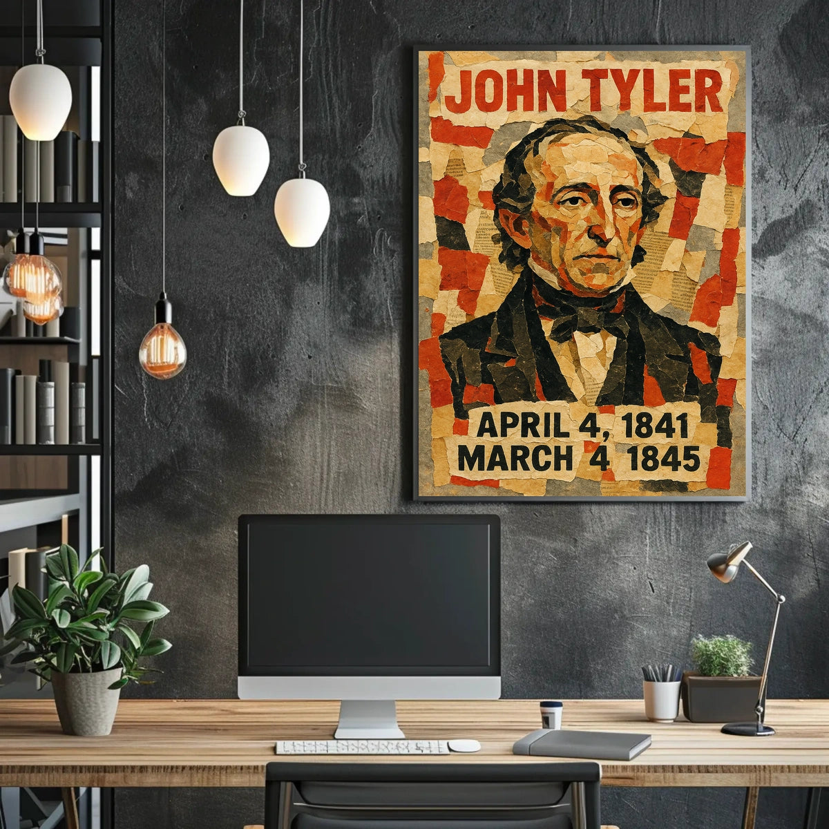 John Tyler 10th President of the United States Layered paper Collage Poster