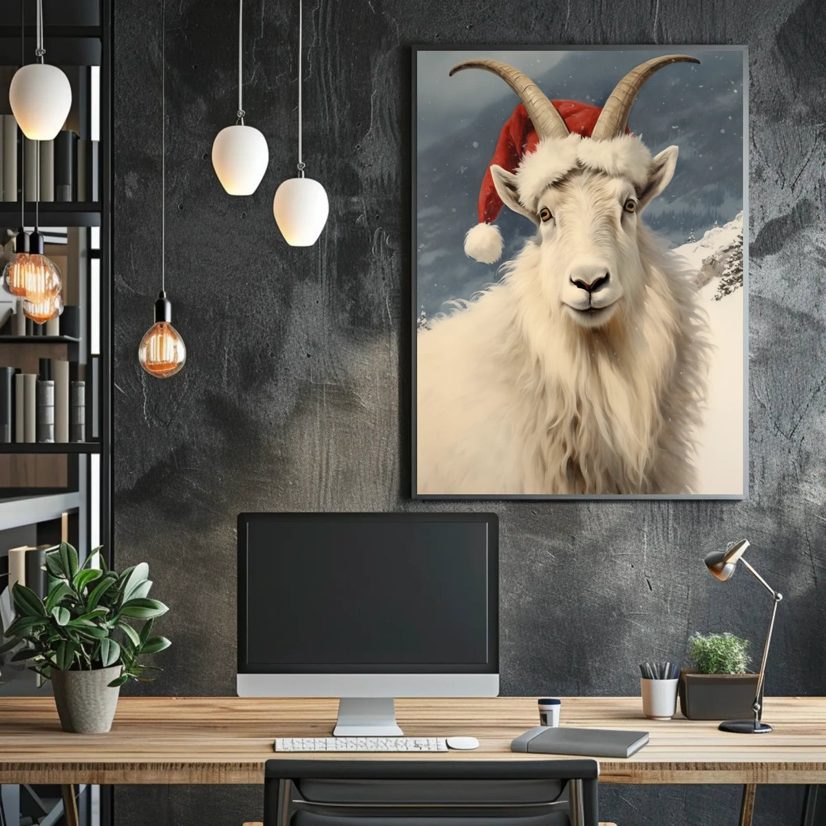 Festive Mountain Goat Poster