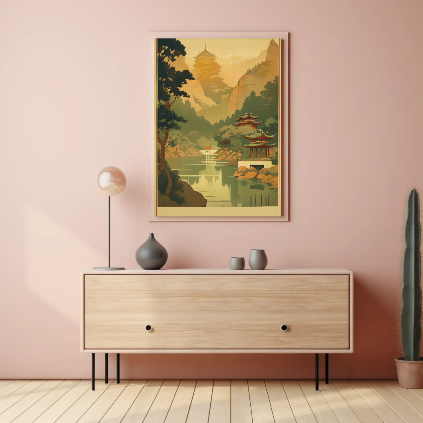 Golden Mist Temple Valley In China Travel Poster