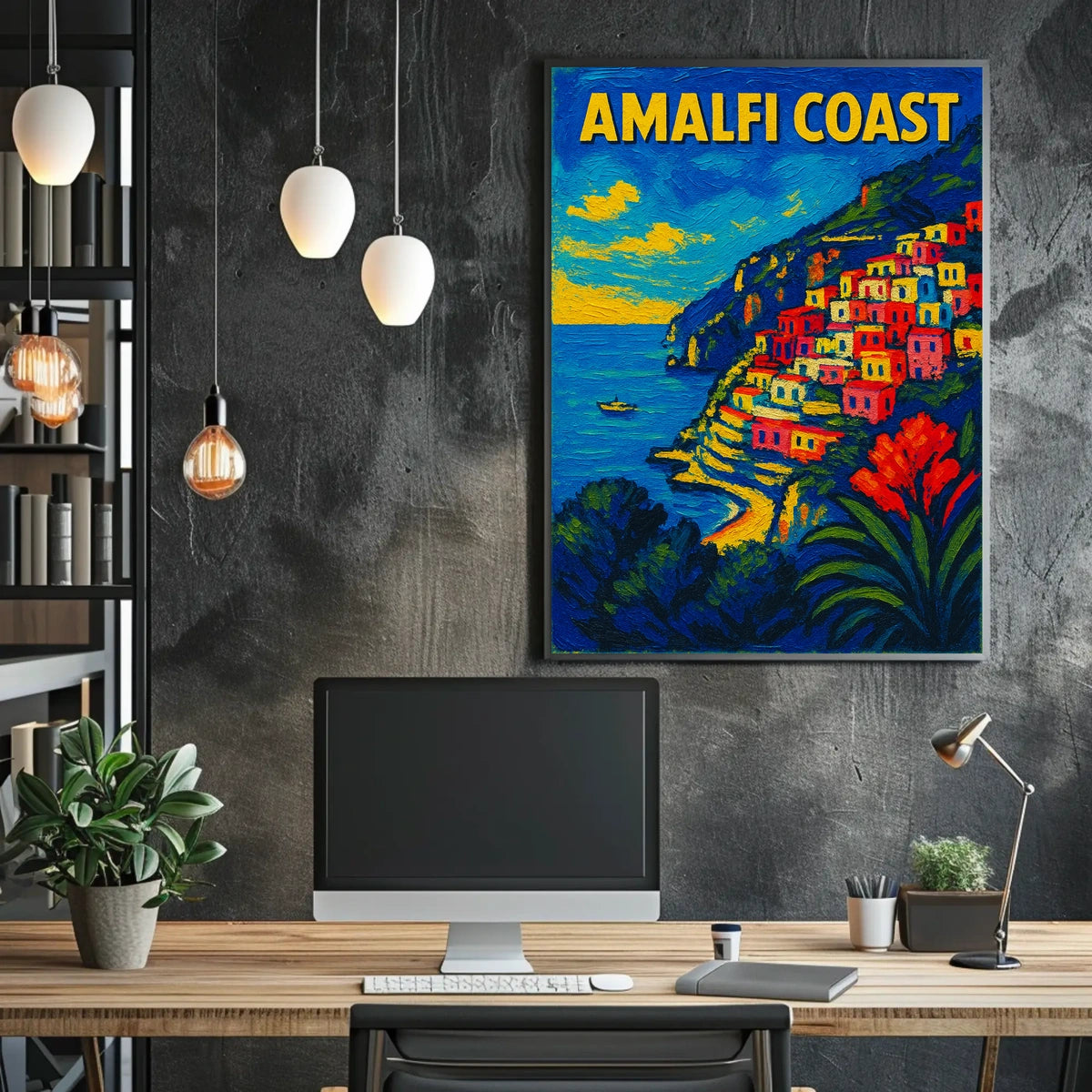 Amalfi Coast Poster Wall Art 18x24 Coastal Landscape