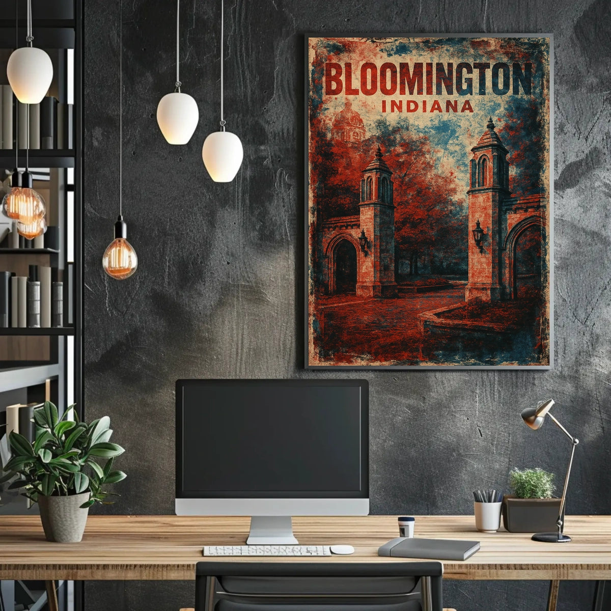 Bloomington Scenic Indiana Wanderlust Vintage Poster