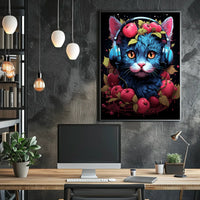 Cherries And Headphones Cat Poster