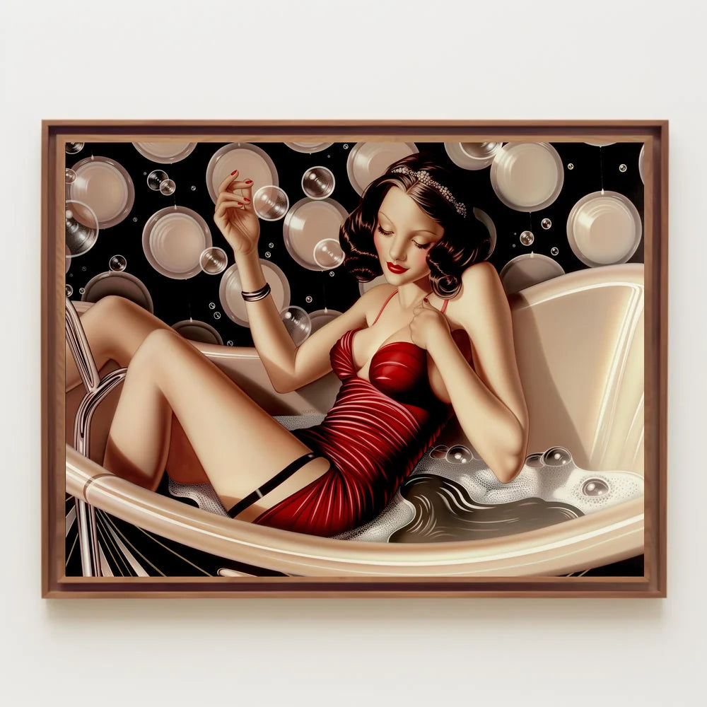 Glamorous Art Deco Woman in Bathtub Poster