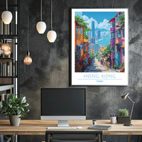 Vibrant Hong Kong Cityscape Adventure Urban or Cityscape Poster