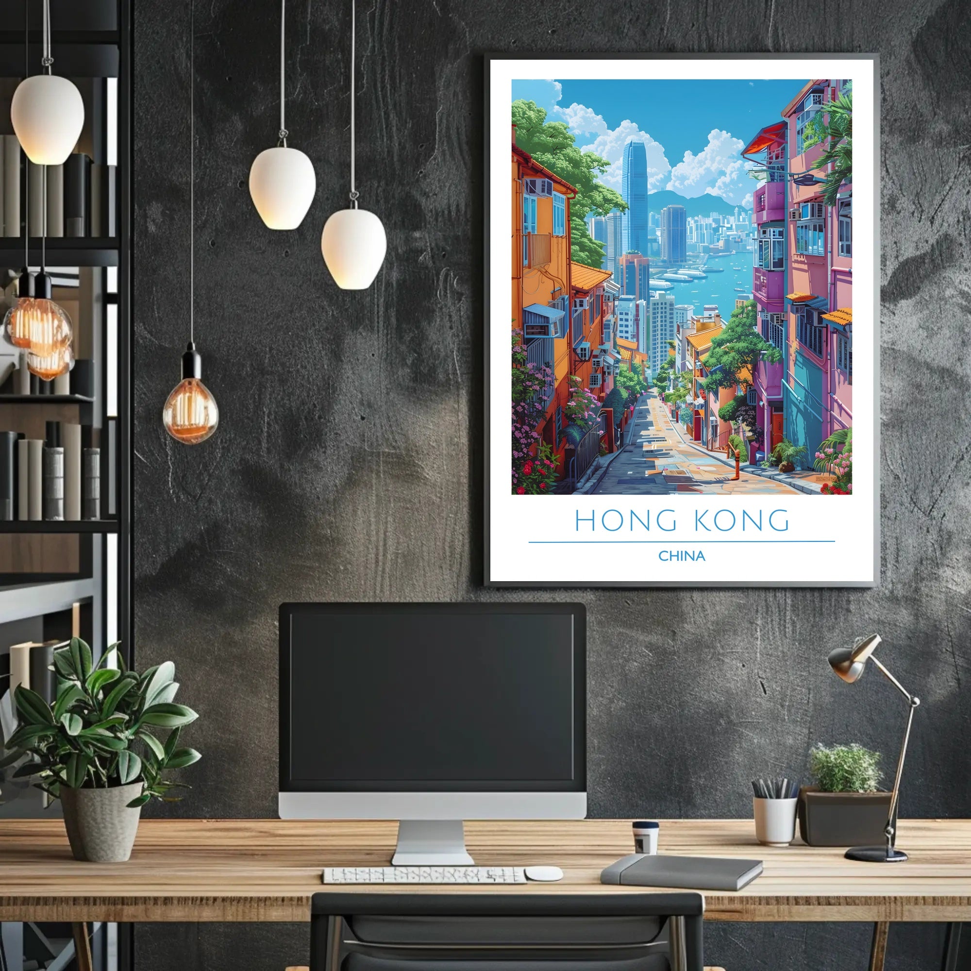 Vibrant Hong Kong Cityscape Adventure Urban or Cityscape Poster