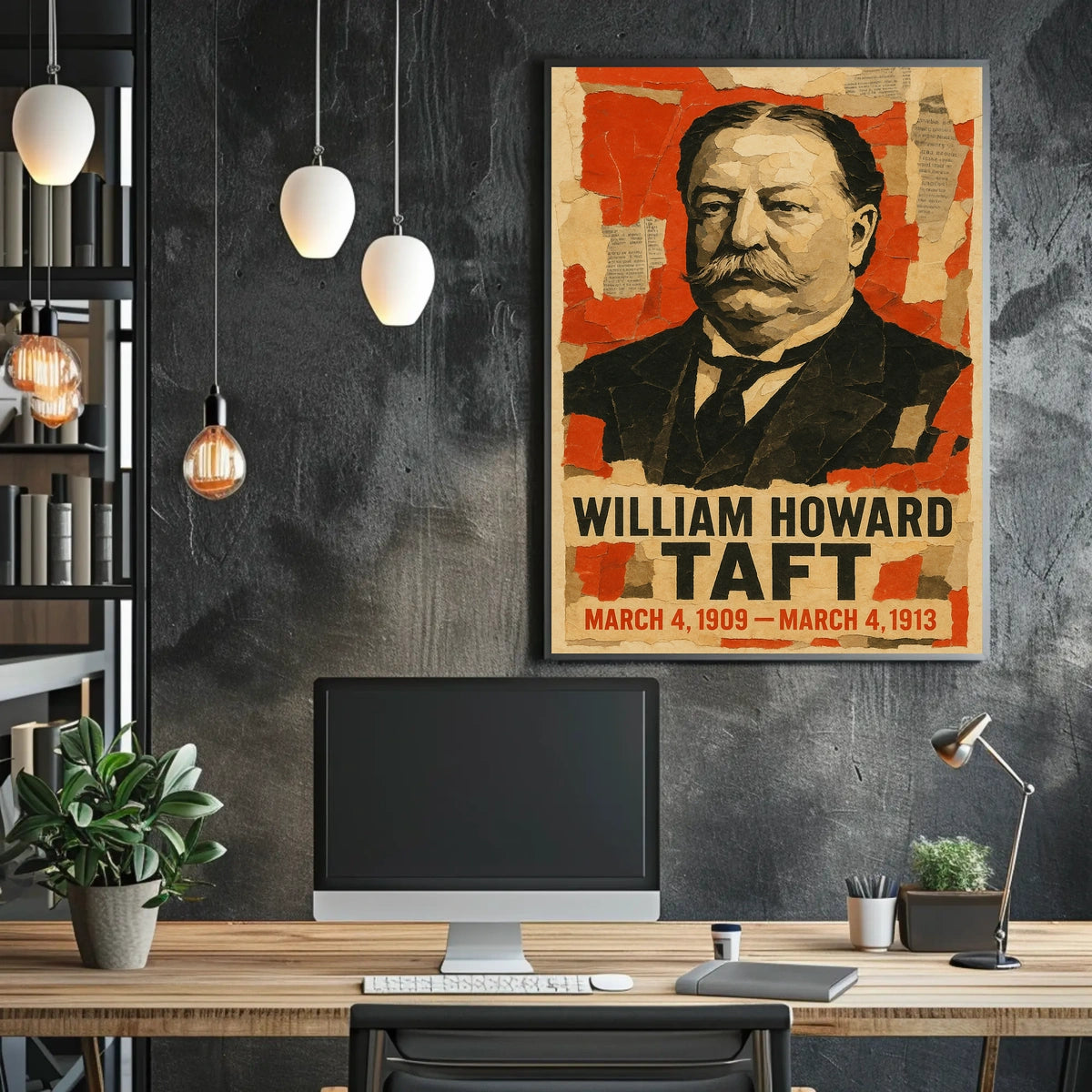 William Howard Taft 27th President of the United States Layered paper Collage Poster
