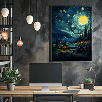 Starry Night Village Poster