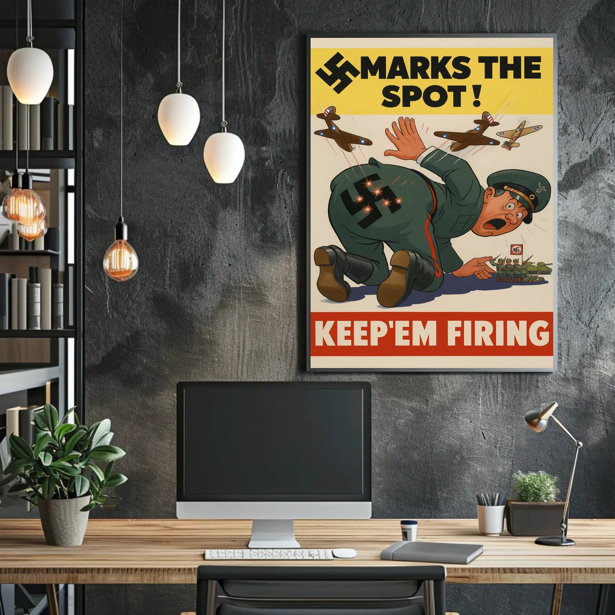 KEEP'EM FIRING WWII Propaganda Patriotic Poster
