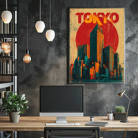 Tokyo Skyline Retro Poster