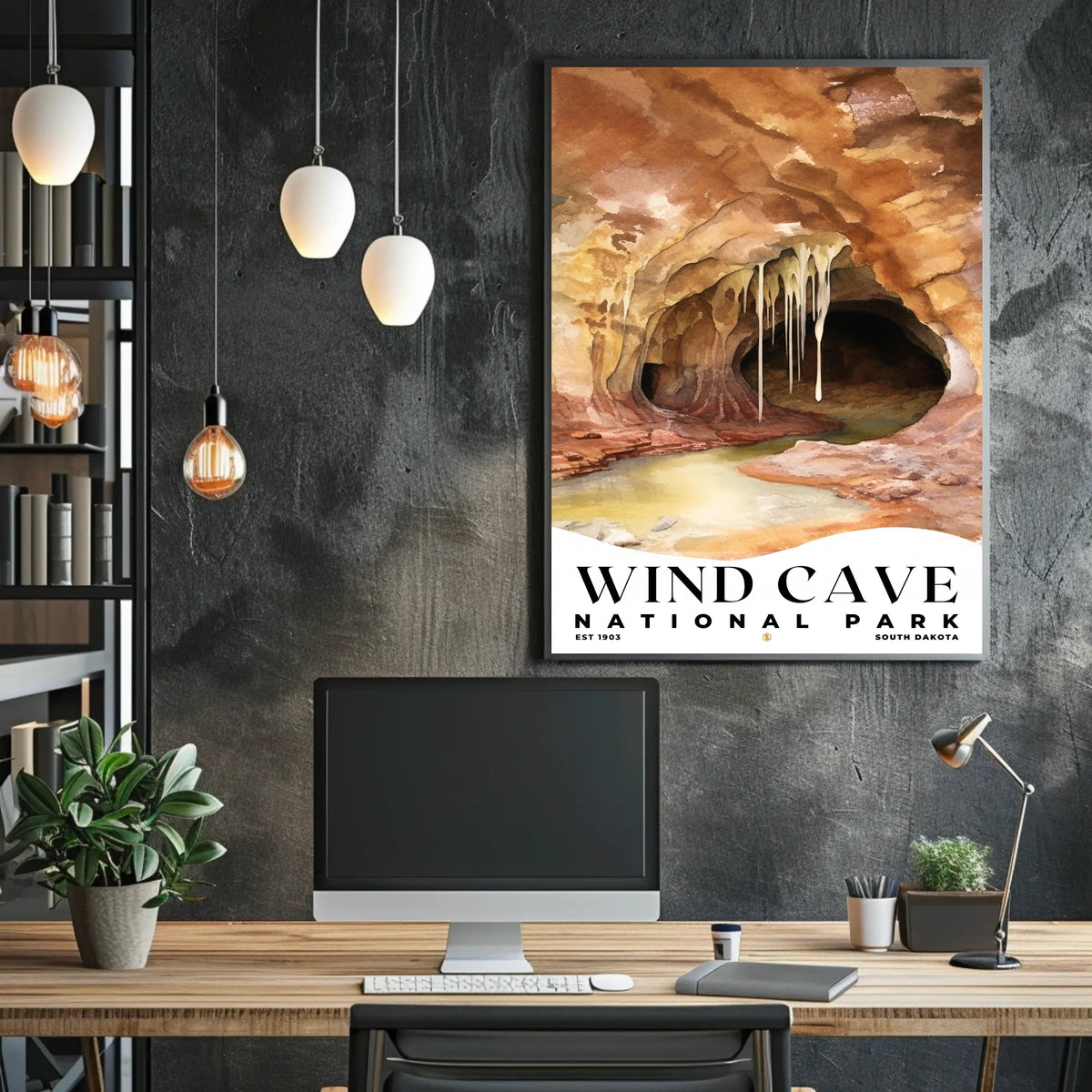Wind Cave Watercolor Wall Art Poster