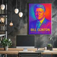 Bill Clinton 42nd President of the United States Neon Gradient Overlay Poster