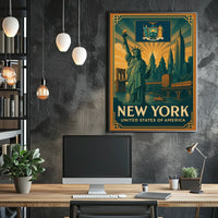 New York City Poster Vintage Iconic Travel Wall Art