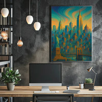 New York City Dreamscape Poster Abstract Cityscape Wall Art