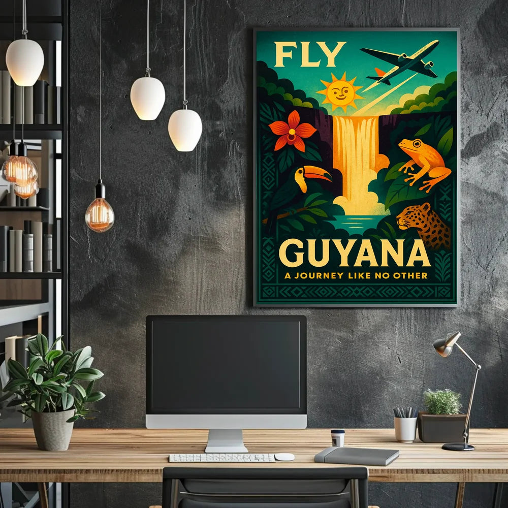 Vibrant Guyana Vintage Travel Adventure Poster PosterGoat