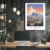 Los Angeles Skyline Serene Illustration Urban or Cityscape Poster PosterGoat