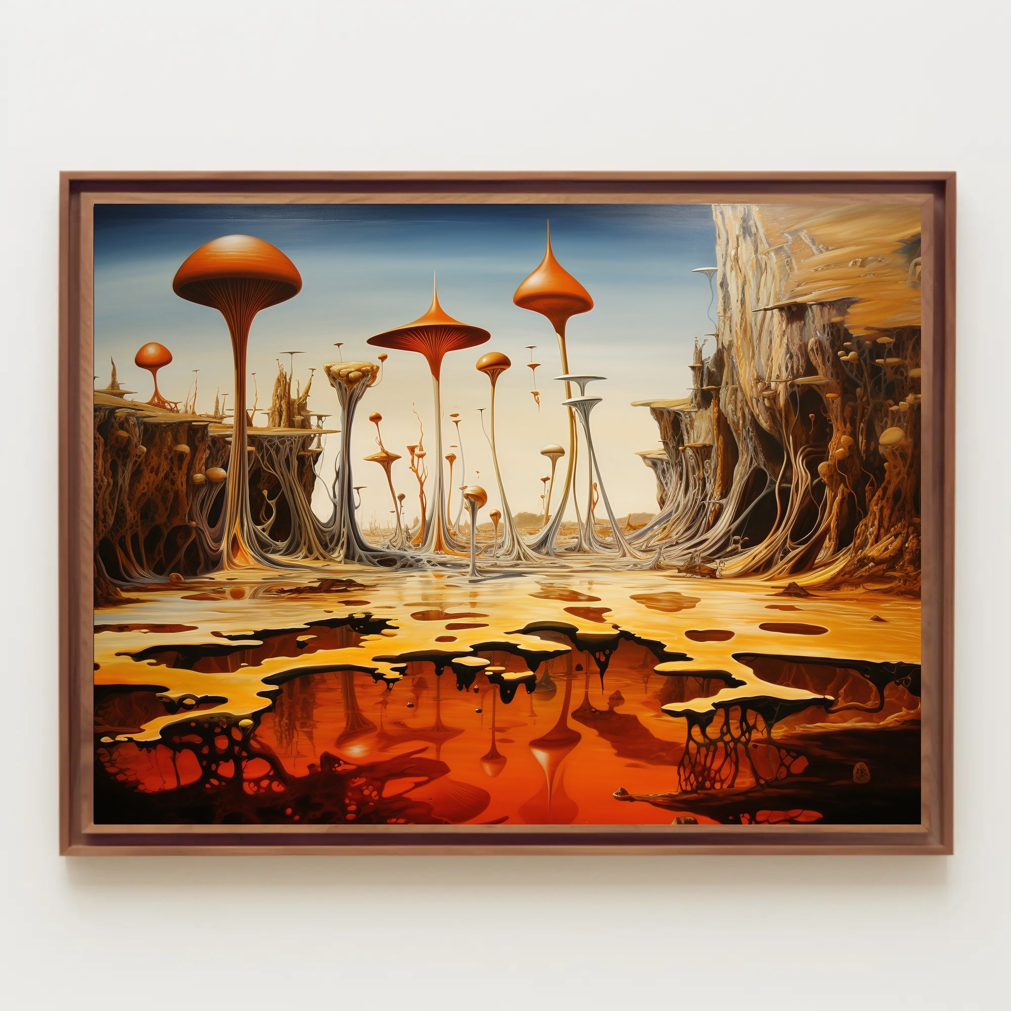 Alien World Mushroom Landscape Futuristic Sci-Fi Poster