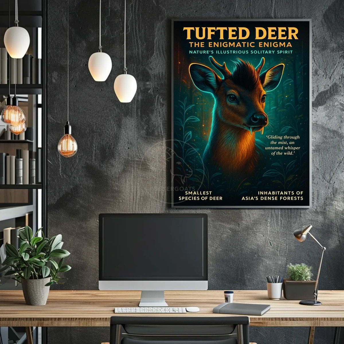 Mystical Tufted Deer in Lush Forests Animal Poster