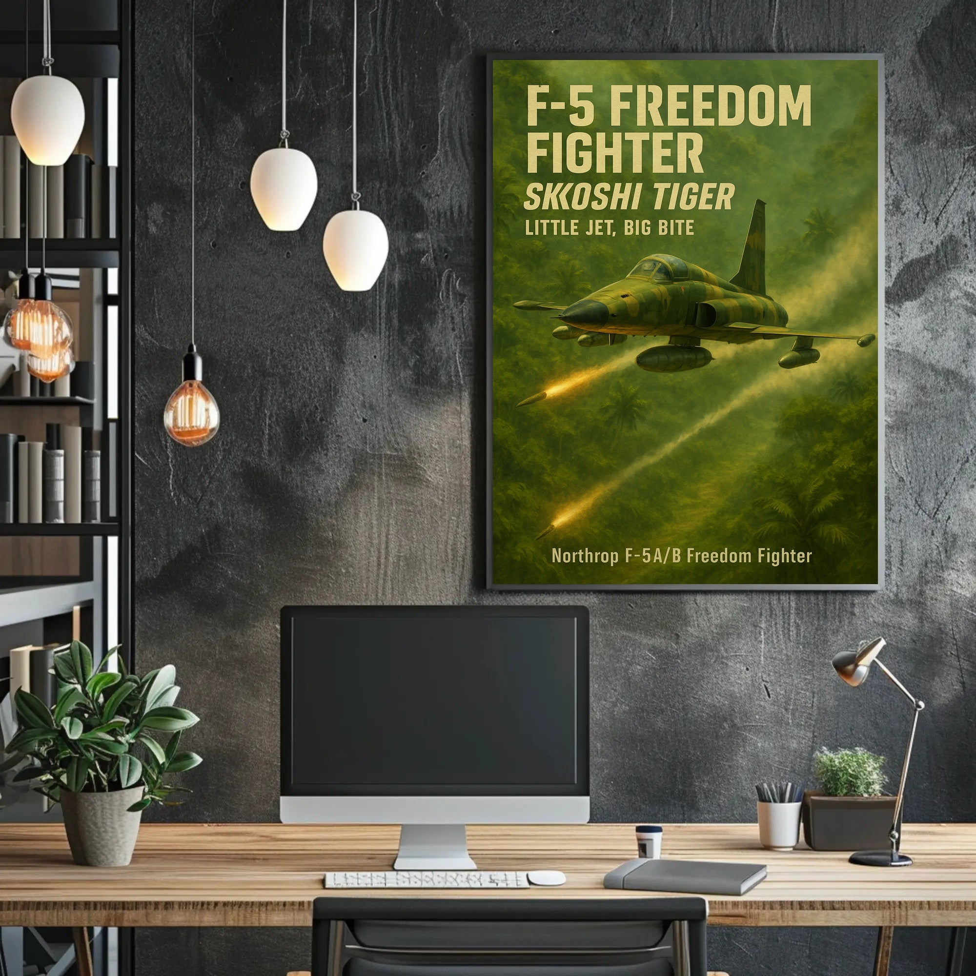 Northrop F-5 Fighter Jungle Scene Military Aviation Poster