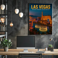 Las Vegas Neon Skyline Poster For Living Room Decor