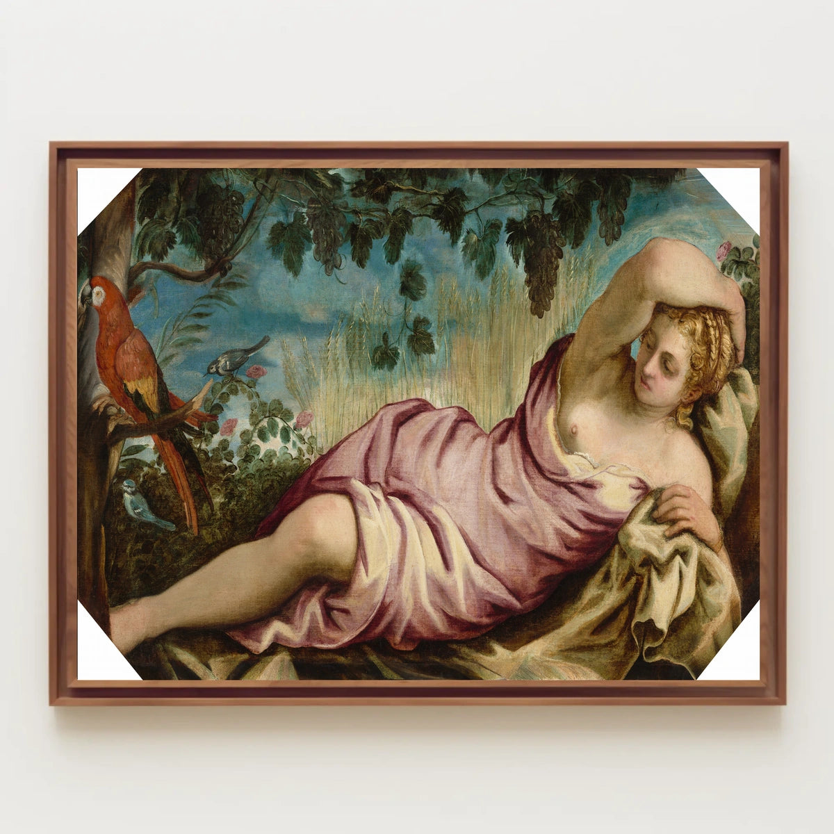 Renaissance Art Scene with Parrot and Nature - Artistic Poster