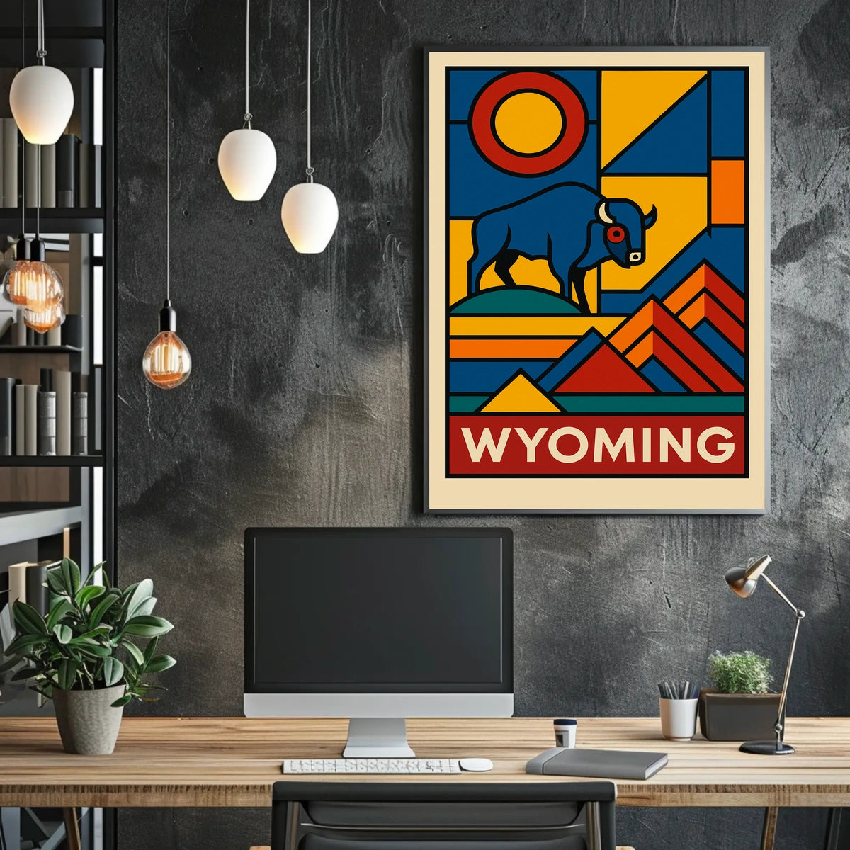 Wyoming A Geometric Tribute Poster