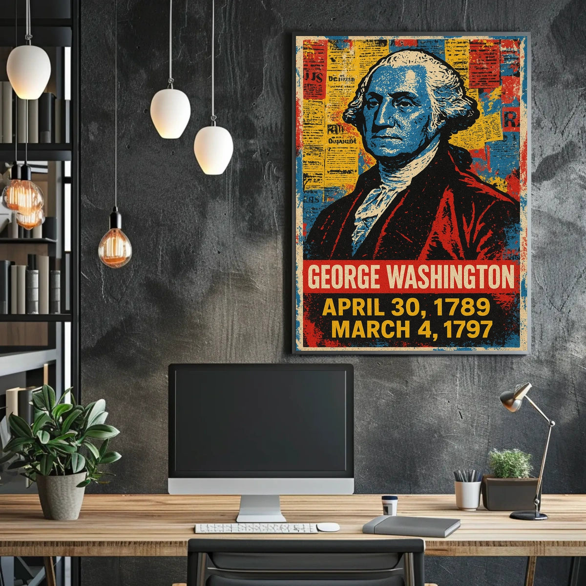George Washington 1st President of the United States Street Art Mashup Poster