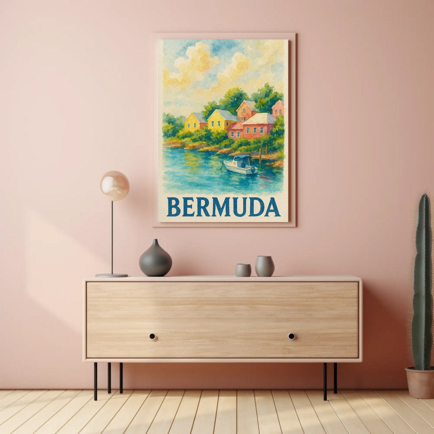 Bermuda Coastal Village Travel Poster