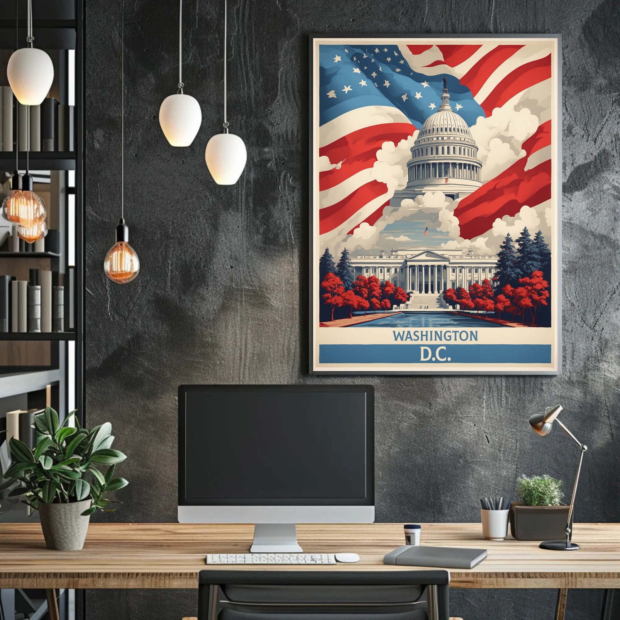 United States Capitol Vintage Artistic Patriotic Political Poster