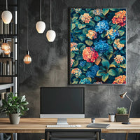 Vibrant Hydrangea Blossom: Ultra-Realistic Artistic Poster