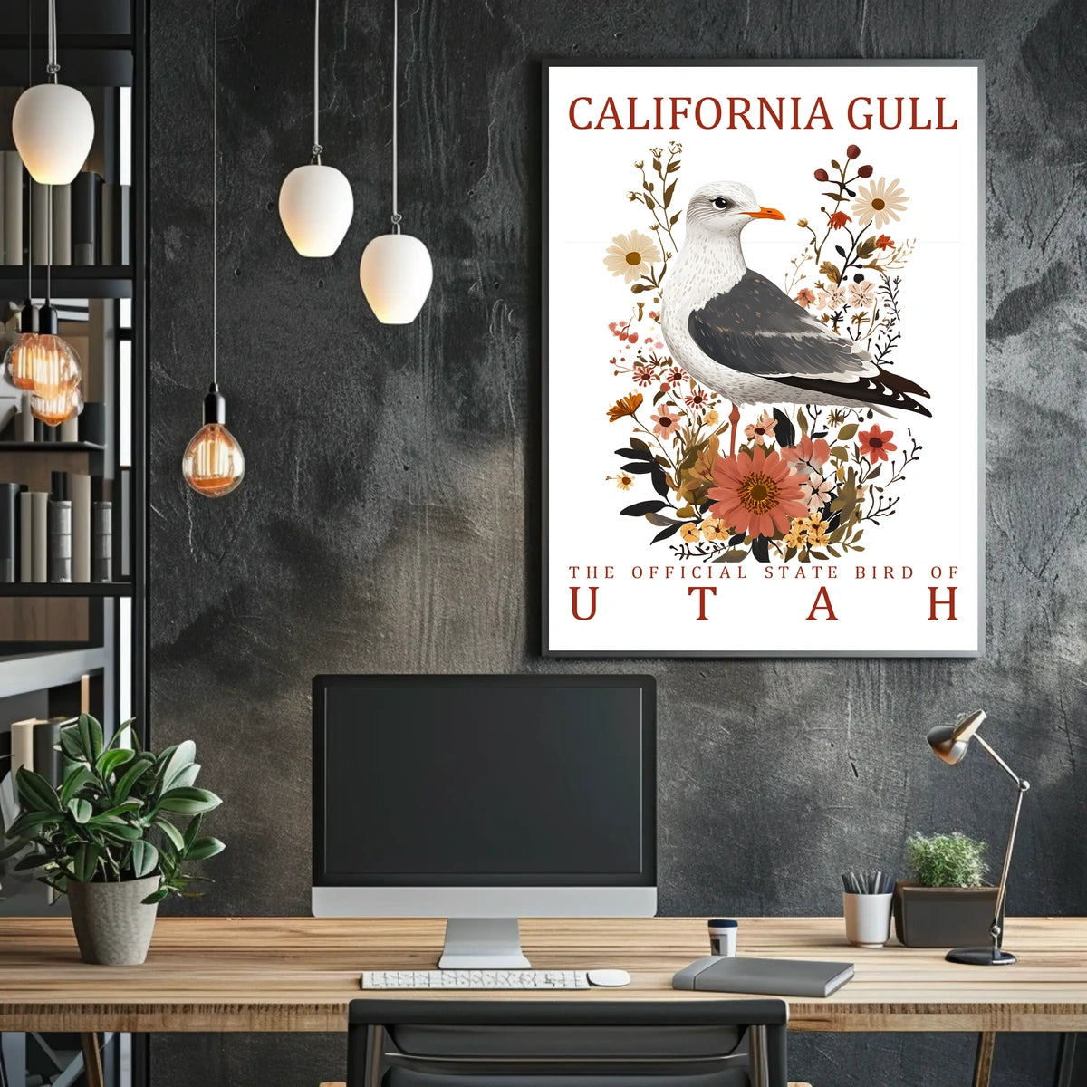California Gull Utah State Bird Nature Poster