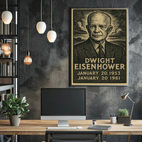 Dwight Eisenhower Vintage Linocut Portrait Poster