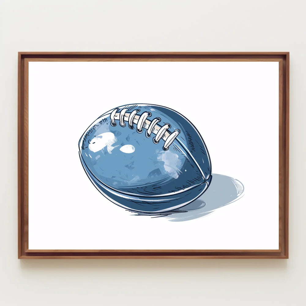 Stylized Blue American Football Art Poster