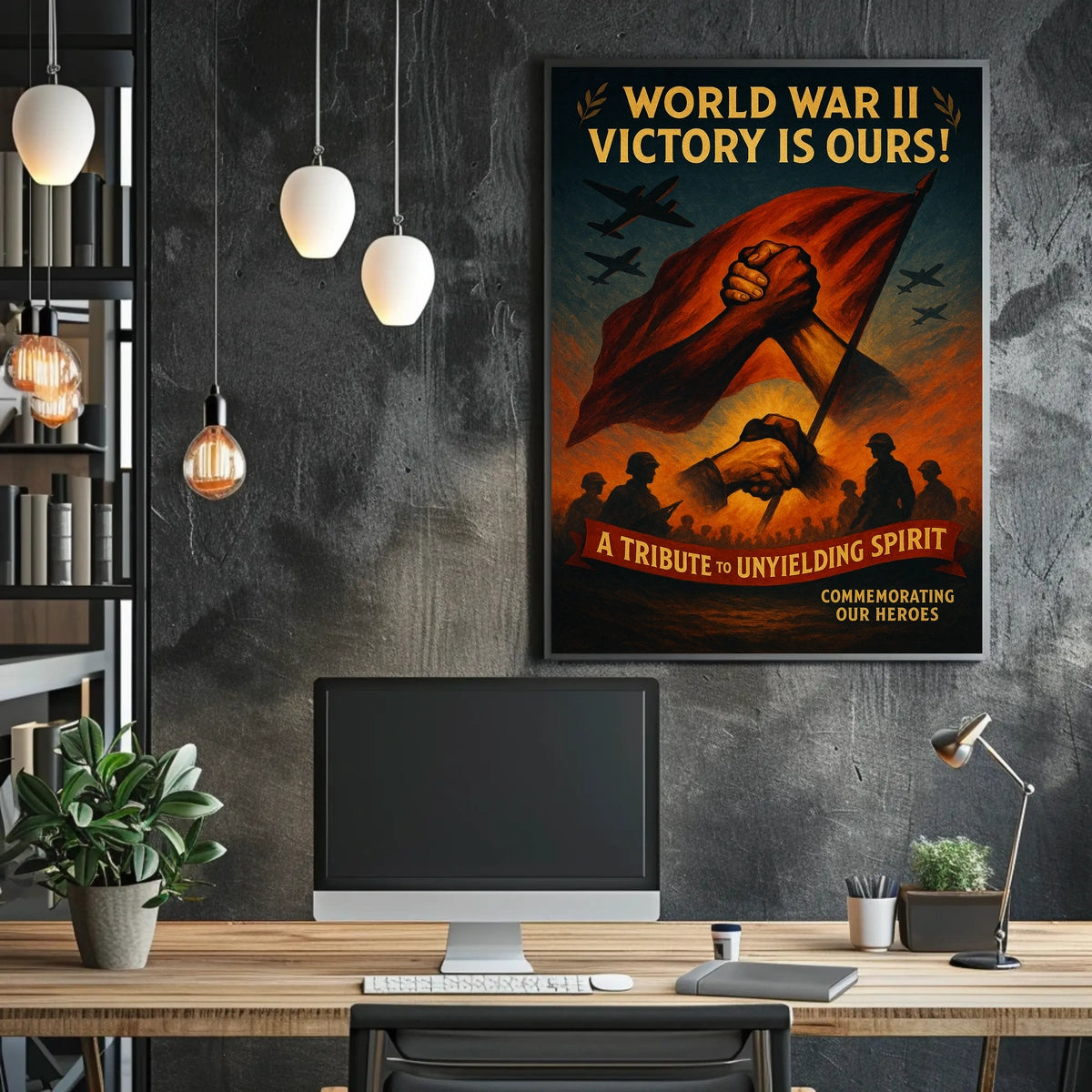 World War II Heroes Commemoration Bold Dramatic Poster