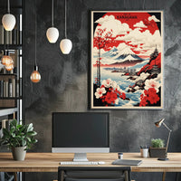 Scenic Kanagawa Japan Vintage Travel Poster