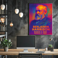 Benjamin Harrison 23rd President of the United States Neon Gradient Overlay Poster