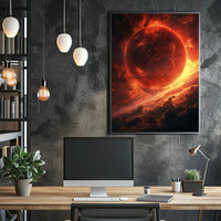 Fiery Cosmic Planet Sci-Fi Art Poster PosterGoat