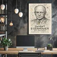 Dwight Eisenhower Vintage Sketch Line Art Collectors Poster