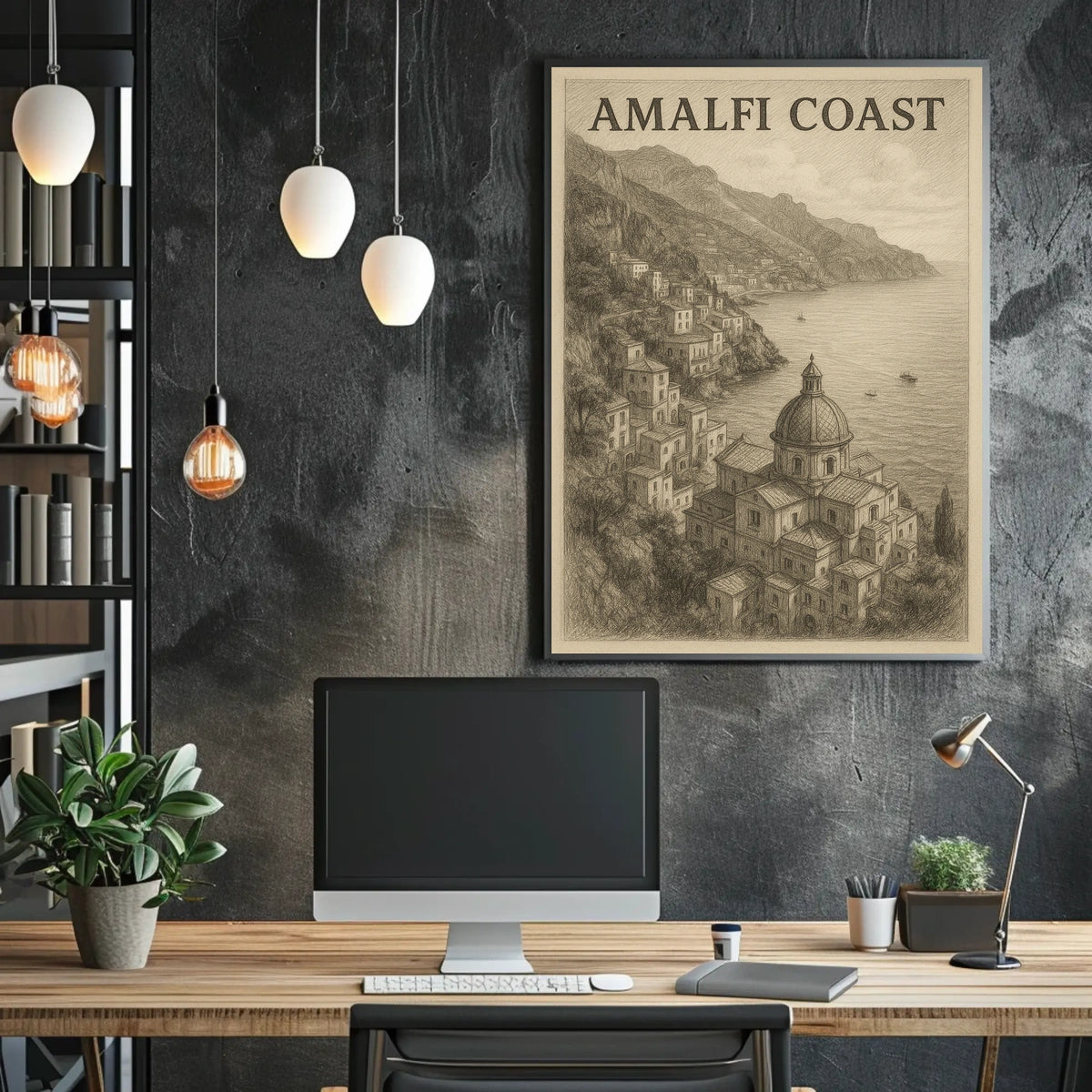 Amalfi Coast Poster Wall Art 18x24 Coastal Landscape