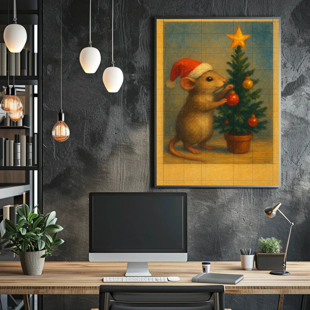 Holiday Mouse And Christmas Tree Poster