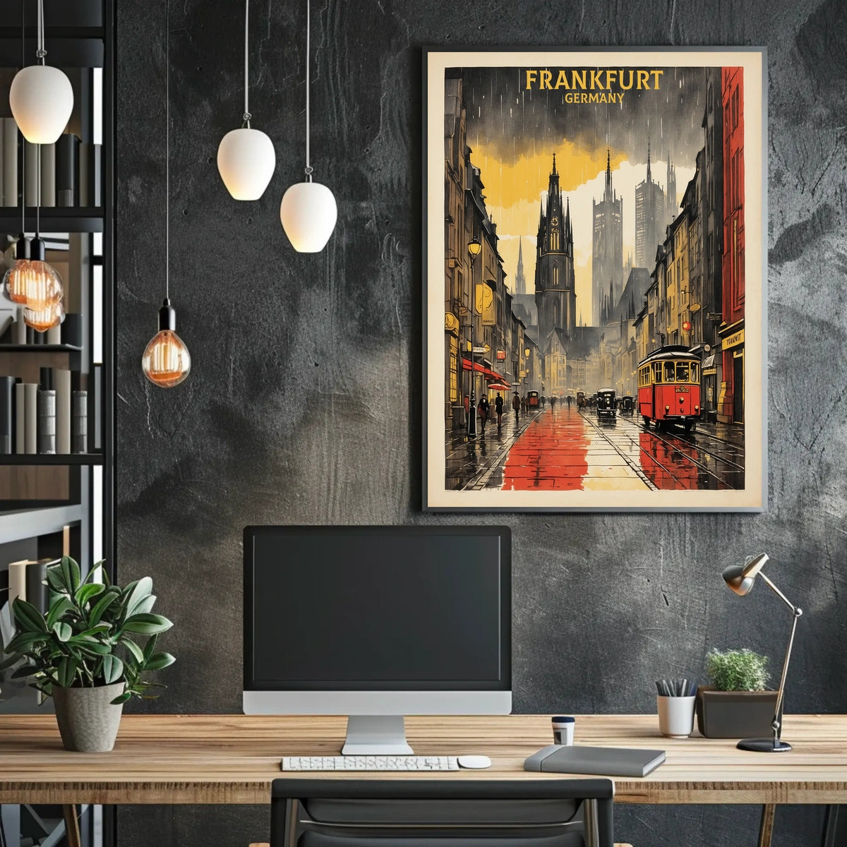 Frankfurt in the Rain Poster