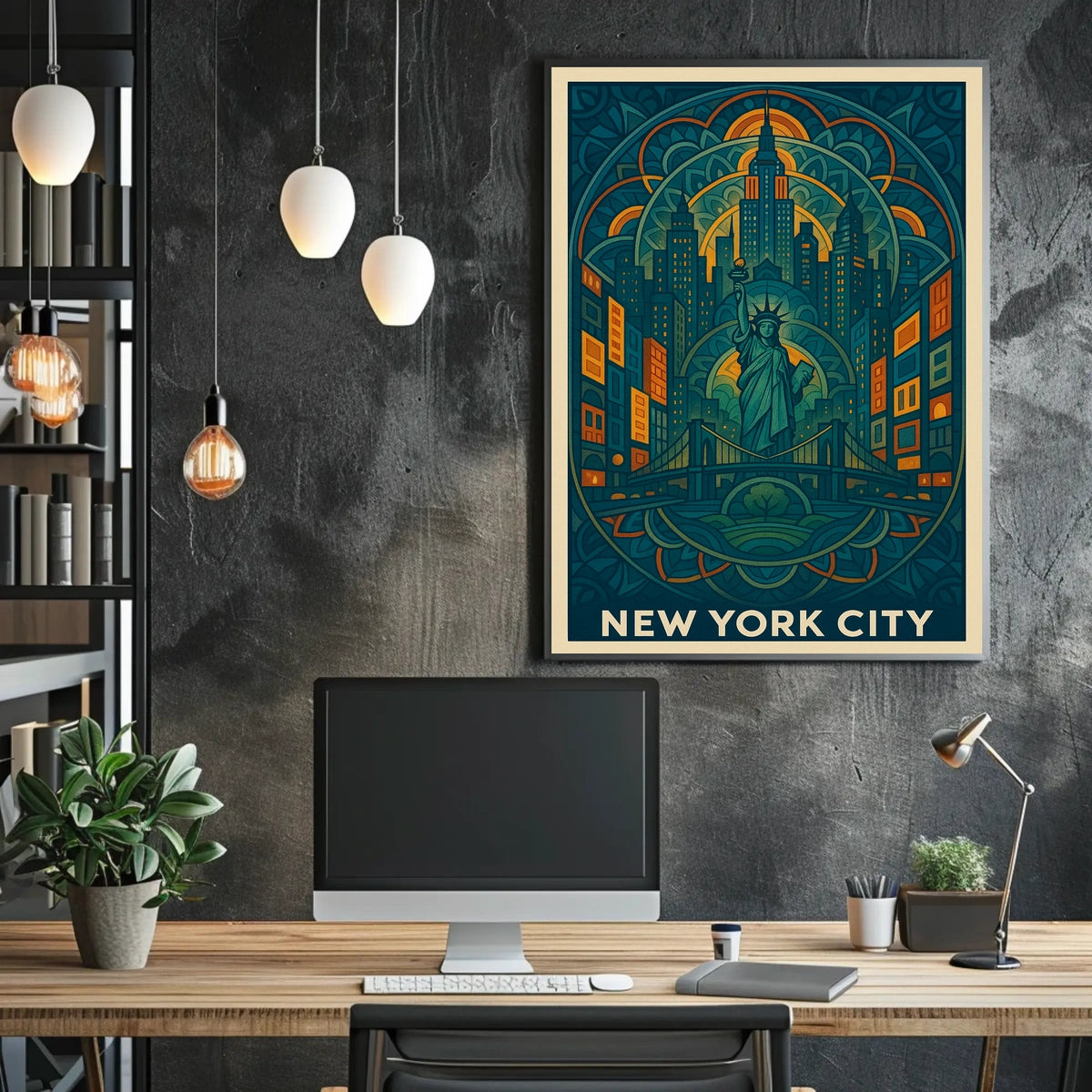 New York City Poster Iconic Skyline Home Decor Landmarks