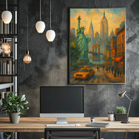 New York City Skyline Poster Modern Travel Wall Art