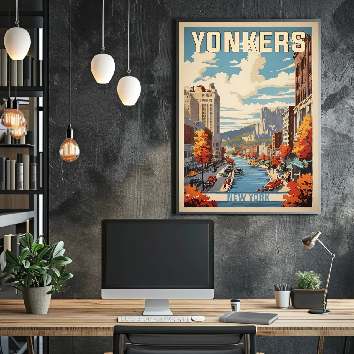 Yonkers Autumn Cityscape Art in Urban or Cityscape Poster