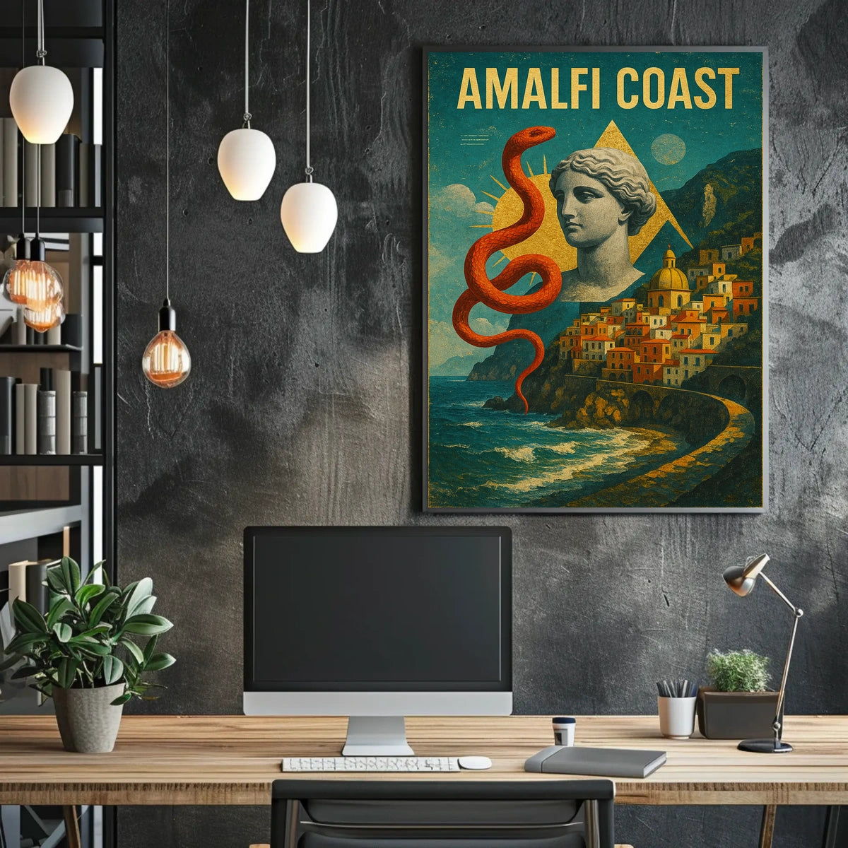 Amalfi Coast Artistic Impression Poster Wall Art Decor