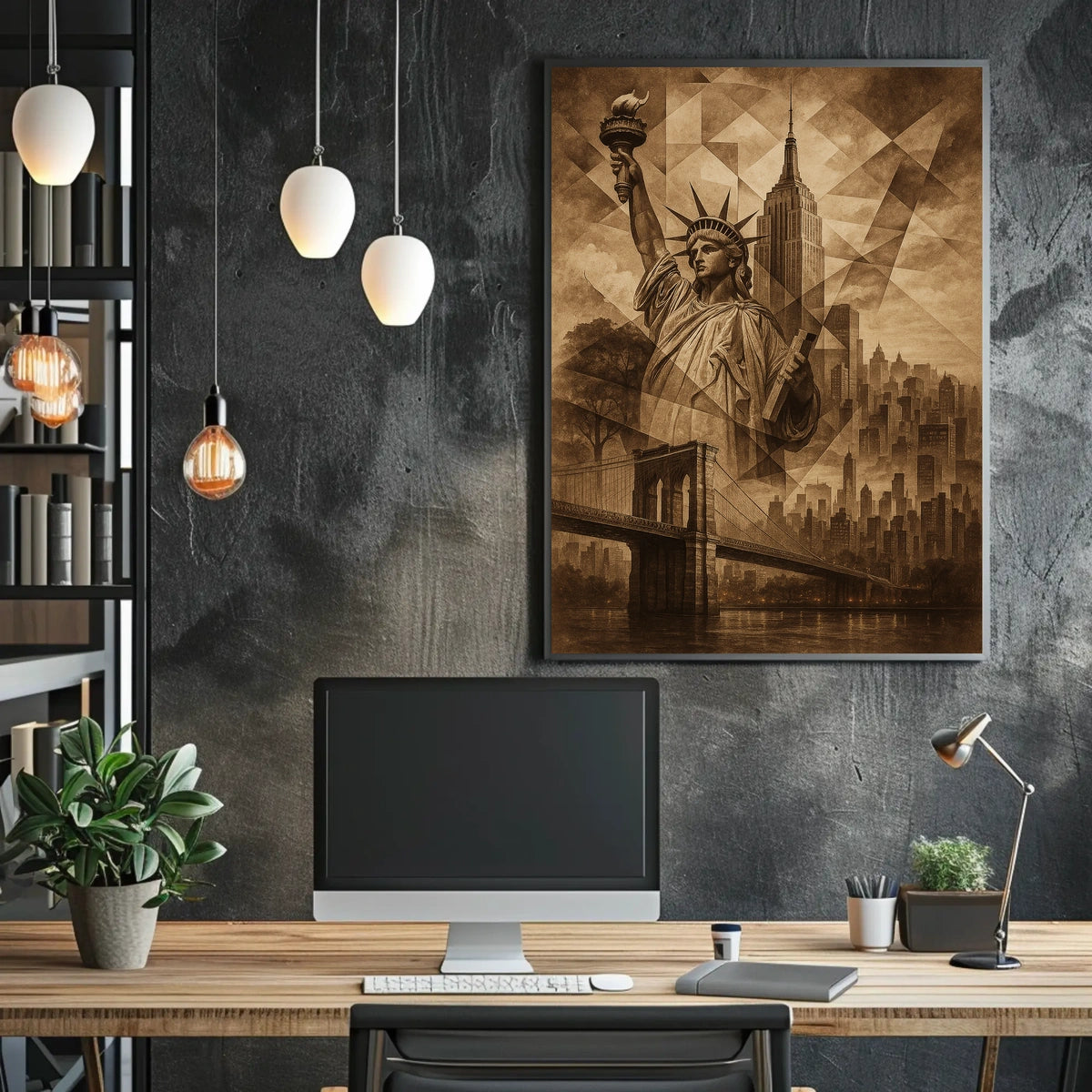 Iconic New York City Skyline Poster Vintage Wall Art