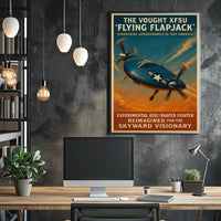 Vought XF5U Flying Flapjack Poster Vintage Aviation Art