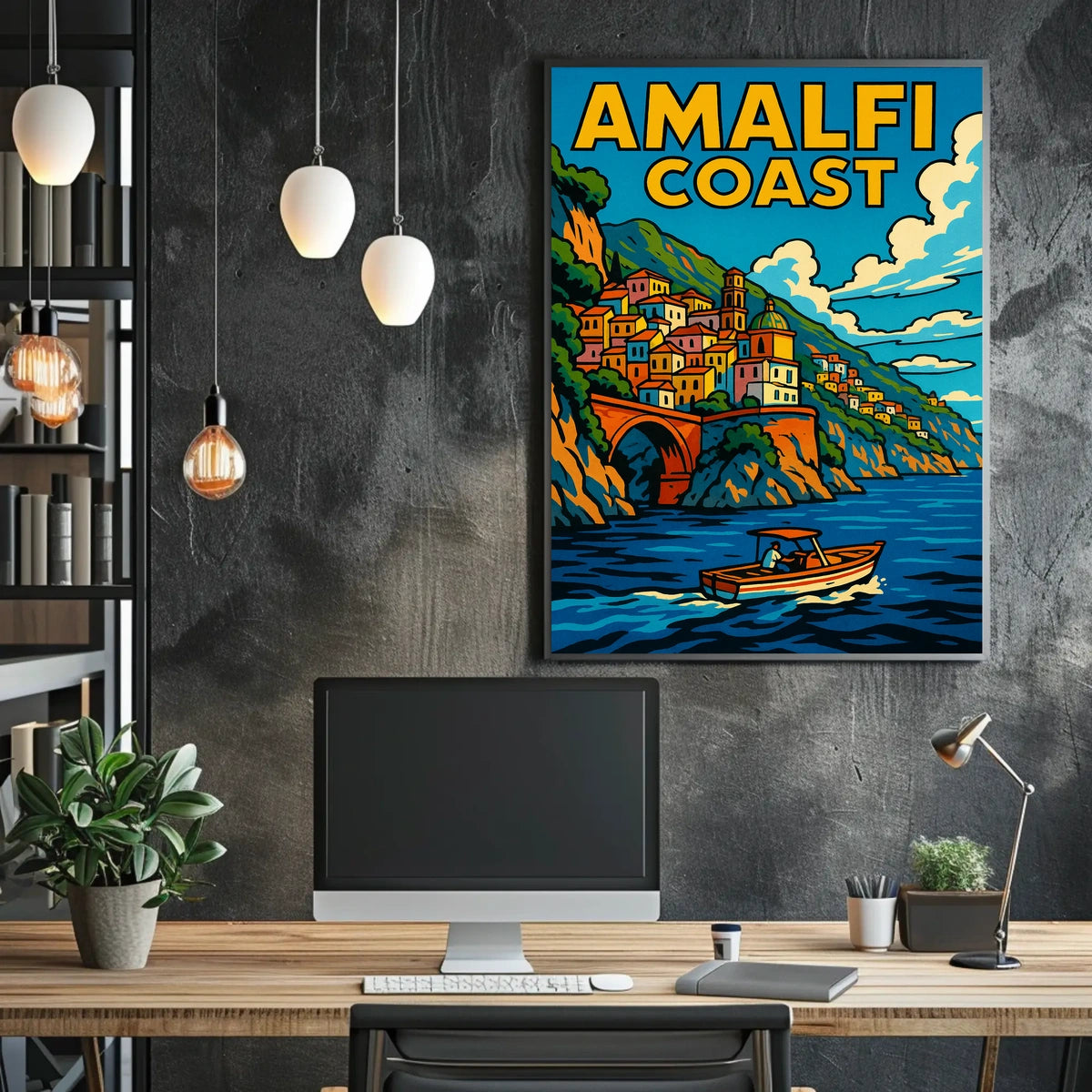 Amalfi Coast Poster Wall Art Scenic Italian Seaside Print